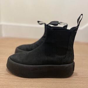 MM6 Black Platform Pull-On Boots, Size 37